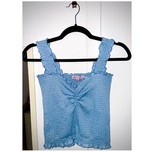 Macy’s Junior Light Blue Sweetheart Neckline Smocked Tank Top (Size M)
